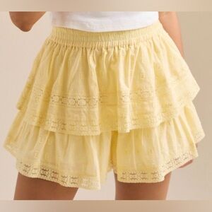 Altar'd State Raleigh Layered Lace Shorts Yellow